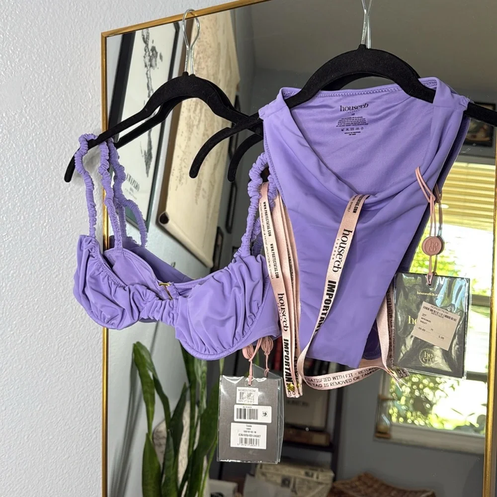 House of CB 'Cassis' & 'Mykonos' High Waist Lavender Bikini Set NWT - Picture 4 of 5